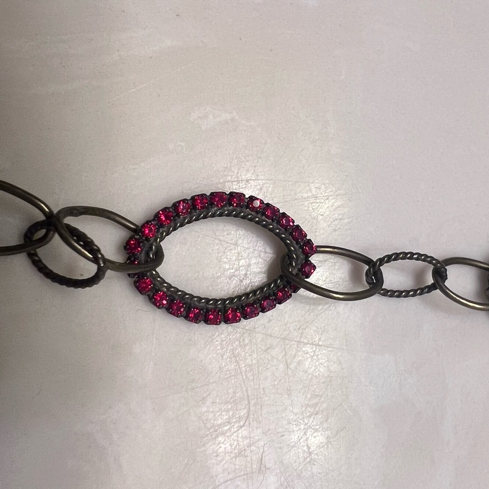 Sorrelli Red and Gold Long Chain Necklace - Picture 10 of 10